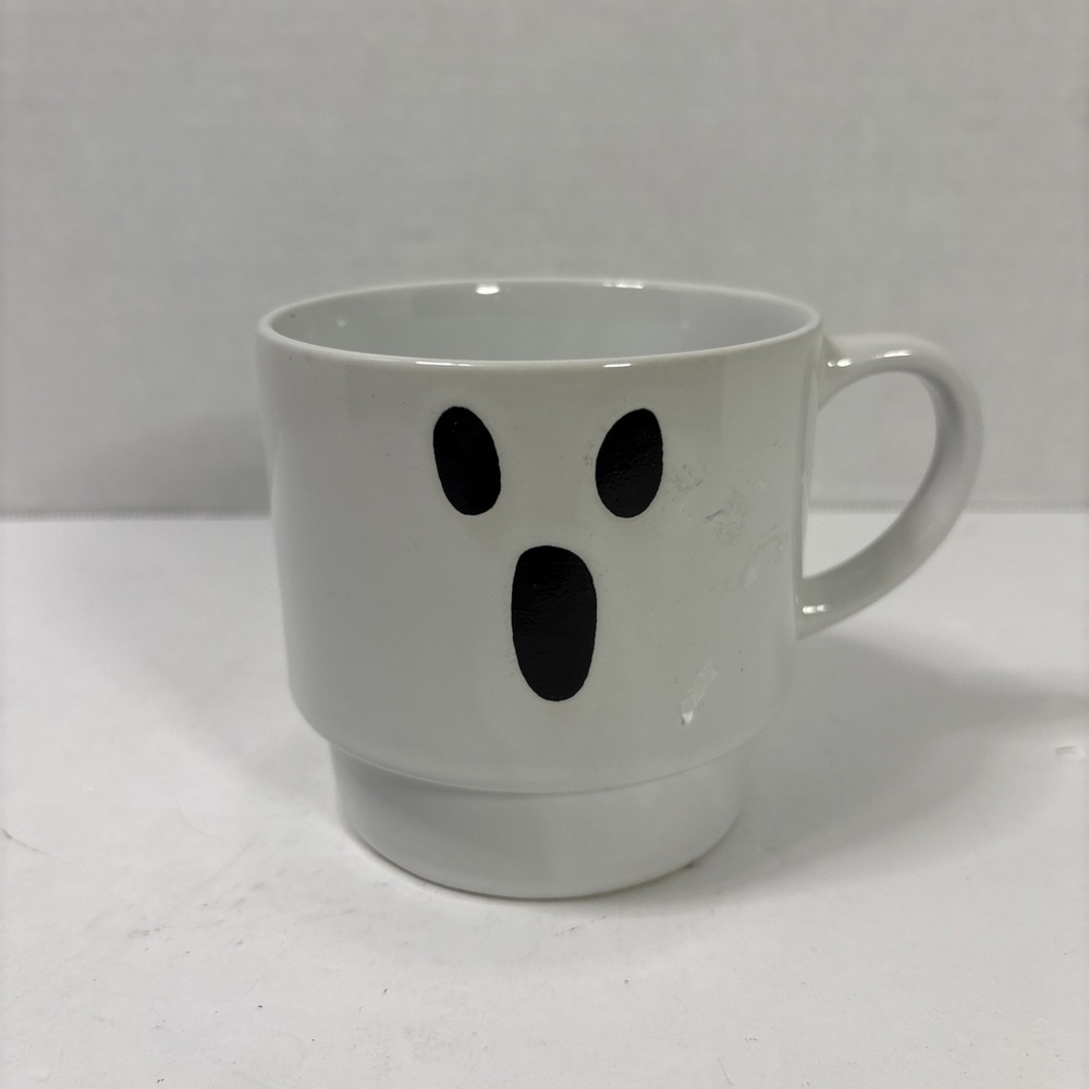Royal Norfolk Halloween Ghost Face Stackable Coffee Mug White Ceramic 14oz